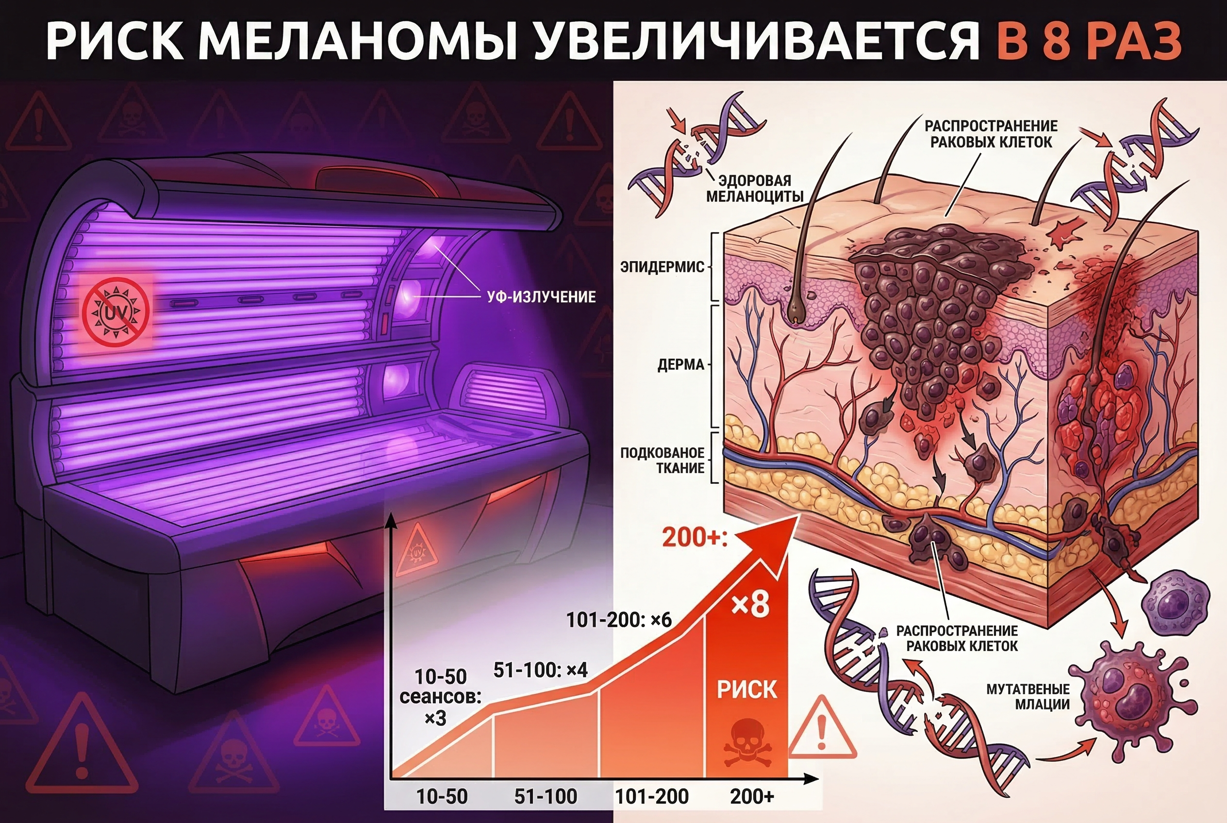 Посещение соляриев оказалось связано с восьмикратным ростом риска меланомы